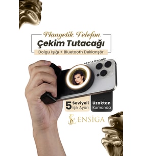 Deklanşör Düğmeli Manyetik Telefon Selfie Çekim Tutacağı Işıklı