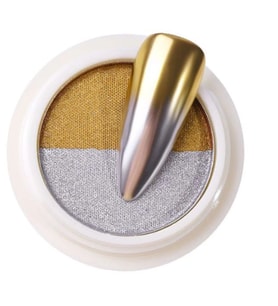 Krom Tırnak Tozu Çift Renkli No.08 – Altın & Gümüş Ayna Efekti Pigment