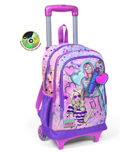 Coral High Işıklı Tekerlekli Pembe Mor Fashion Girl Çekçek Okul Çantası - Kız Çocuk