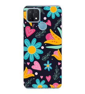 PrintiFy Oppo A15S  ile Uyumlu 1mm Slim Fit Retro Renkler 1 Baskılı Şeffaf  Kılıf