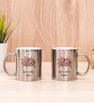 Kişiye Özel Çiçek Buketi İsimli İkili Silver Kupa Bardak