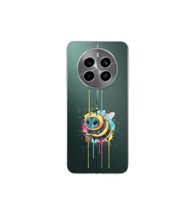 Realme 12 ile uyumlu Splash arı tasarımlı şeffaf silikon kılıf