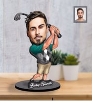 Kişiye Özel Golfçü Karikatürlü İki Katmanlı Ahşap Biblo Bay-1-Eco