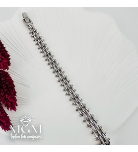 Rodyum Zirkon Taşlı Pirinç Bileklikler 19,5 Cm - Kbl0052