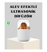 Mey İthalat® Ultrasonik Alev Efektli Aromaterapi Difüzörü USB Şarjlı ve Otomatik Kapanma Özellikli