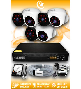 ELITCAM 6 Kameralı Uzay 3 İç Kamera Set 500 GB HDD Full HD Gece Görüşlü Güvenlik Kamerası Sistemi