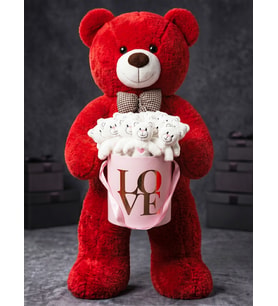 90cm Büyük Kırmızı Peluş Ayı 15'li Mini Ayıcık Pembe Love Kutusu Sevgiliye Doğum Günü Yıldönümü Konsept Hediye Seti
