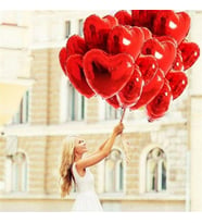 Sürpriz Hediye Uçan Balon Kırmızı Kalp Folyo 6 Adet Helyumlu 24 " 60 cm