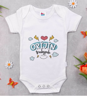 BK Kids Orjin Trakyalı Tasarımlı Beyaz Bebek Body Zıbın-1