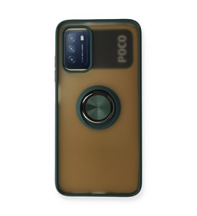Xiaomi Redmi 9t Kılıf Montreal Yüzüklü Silikon Kapak - Yeşil