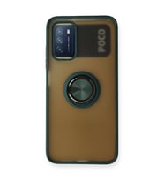 Xiaomi Redmi 9t Kılıf Montreal Yüzüklü Silikon Kapak - Yeşil