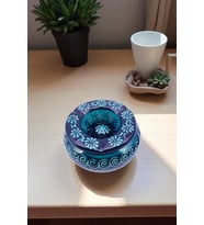 SERAMİK KÜLLÜKLER, %100 EL İŞLEMESİ, KAPAKLI, KULLANIŞLI, DEKORATİF, 12 CM, 6 FARKLI MODEL (Vizon-Turkuaz)