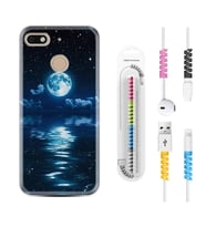 General Mobile GM8 Go GM9 GM20 Pro Plus Kılıf Kablo Koruma Spiral Silikon Night Moon 1133