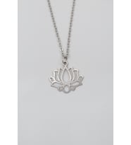 Lotus Çiçeği Düz Ezme Zincir Kolye - Antik Gümüş Kaplama - Kadın Erkek - 60 cm