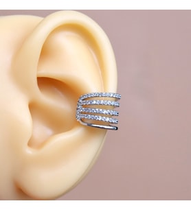 Çoklu Earcuff Gümüş Renkli Sıkıştırmalı Kıkırdak Küpesi (Çok Renkli)