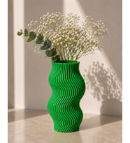 Dalgalı Tasarım Dekoratif Vazo Modern 3D Baskı Çiçek Vazosu Minimalist Ev Dekoru