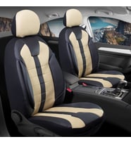 Volkswagen Taigo Uyumlu Lüx Deri Detaylı Oto Koltuk Kılıfı Ön Arka Takım Vista Serisi BEJ SİYAH