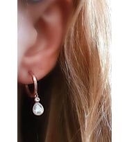 Zirkon taşlı gümüş rose halka küpe 1.5 cm çap