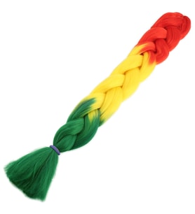 Afrika Örgüsü Ve Rasta İçin Sentetik Ombreli Saç - Turuncu / Sarı / Yeşil