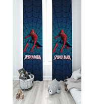 MEKTA HOME BEBEK VE ÇOCUK ODASI Spider Man Desenli Lacivert 2 Kanat Fon Perde