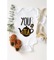 Unisex Bebek Sen Ben ve Çay Baskılı Body Zıbın