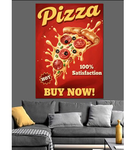 Pizza Reklamı Şimdi Satın Al Dekoratif Kanvas - Mdf Ahşap Tablo