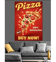 Pizza Reklamı Şimdi Satın Al Dekoratif Kanvas - Mdf Ahşap Tablo