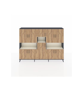 Arges Dolap 14 Raflı 10 Kapaklı 220x30x163 Antrasit-Çam/Aytaşı