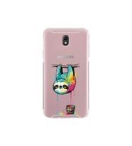 Samsung Galaxy J7 Pro ile Uyumlu Splash Tembel Hayvan Tasarımlı Şeffaf Silikon Kılıf