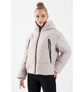 Maraton Oversize Kadın Kapüşonlu Taş- Mont