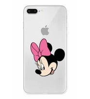 Apple iPhone 7 Plus Uyumlu Kamera Korumalı Tıpalı Kapak Minnie Mouse TasarımlıŞeffaf Kılıf