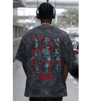 Slipknot Rock Metal Müzik Grubu Sırt Baskılı Unisex Oversize Eskitme Yıkamalı Tişört