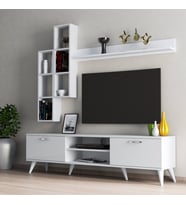 Mega 180 lik Kitaplıklı Raflı Tv Ünitesi Beyaz - TVU0301