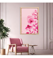 Tekli Ahşap Lamine Çerçeveli Mdf Tablo Canlı Pembe Çiçekler (Ahşap)
