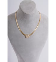 Baget Taşlı İtalyan Yassı Zincir Kolye Gold Kaplama 925 Ayar Gümüş