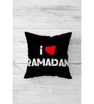 Ramazan Temalı Çift Tarafı Baskılı Gizli Fermuarlı Yastık Kılıfı Kırlent Koltuk Yastık Kılıfı (Siyah)