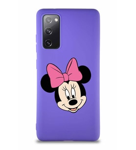 Samsung Galaxy S20 FE Soft Premier Kapak Minnie Mouse-C Tasarımlı Silikon Kılıf - Mor (Şeffaf)