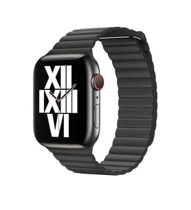 Apple Watch 44mm KRD-09 Mıknatıslı Deri Kordon (Siyah)