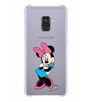 Samsung Galaxy A8 2018 Uyumlu Köşe Korumalı Antişok Kapak Minnie Mouse Tasarımlı Şeffaf Kılıf