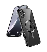 Apple iPhone 16 Kılıf Kamera Lens Korumalı Renkli Magsafe Şarj Uyumlu Şeffaf Silikon (Siyah)