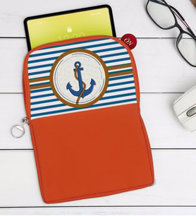 BK Gift Çapa Tasarımlı Taşınabilir Koruyucu Tablet Kılıfı & Organizer Çanta - Turuncu-1