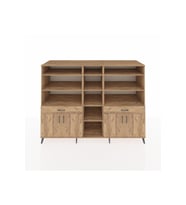 Kronos Dolap 12 Raflı 2 Çekmeceli 4 Kapaklı 220x59x163 Çam-Çam