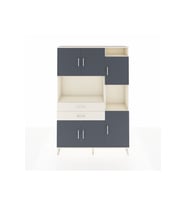 Arges Dolap 9 Raflı 2 Çekmeceli 6 Kapaklı 132x30x195 Aytaşı-Antrasit/Aytaşı