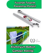 #ÇamaşırAskı Alüminyum Balkon Çamaşır Askılığı Takılabilir Küpeşte Kurutmalık Yuvarlak Boru Uyumlu P