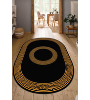 Dijital Baskılı Kaymaz Taban Yıkanabilir Oval Salon Halısı Mutfak Halısı Yolluk NDO-HS-415 (Gold)
