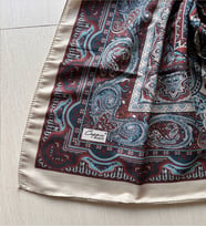 Cappio Scarf İpek Görünümlü Etnik Esinti Şal (Petrol - Mavi - Krem - Beyaz)