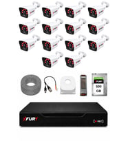 FURY 14 Kameralı Güvenlik Kamera Seti 2MP 1080P Full HD 6 Atom LED Gece Görüşlü 500GB HDD 5525