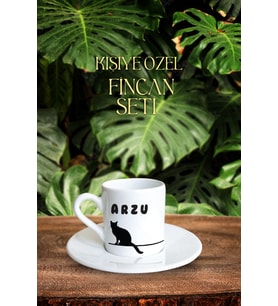 Kedili İsimli Tekli Fincan Seti