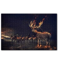 Cakapuzzle  Gece ve Geyikler İllüstrasyon  Puzzle Yapboz MDF (Ahşap) (120 Parça)