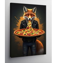 Kanvas Tablo Pizza Yiyen Tilki